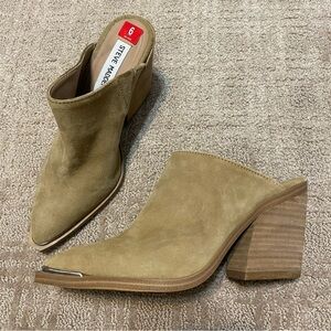 {Steve Madden}  Alanna Western Pointed Toe Mules | Tan Leather Suede ~ Size 6
